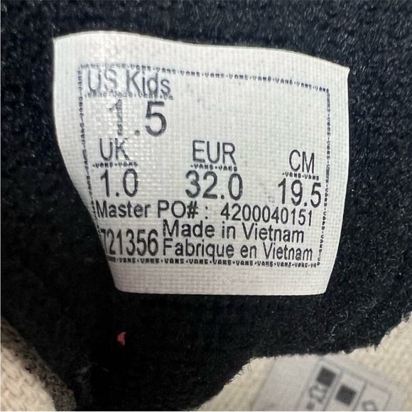 Vans High Tops Kids Red and White High-Top Sneakers 1.5 Suede and Canvas - Picture 3 of 8